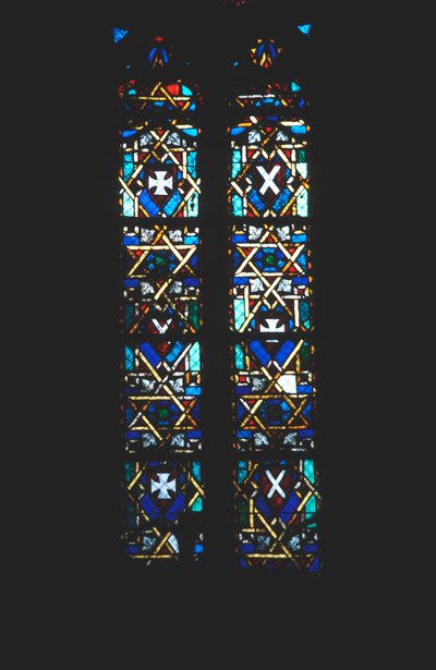 Estrela de David na janela da igreja de vitral, Barcelona, Espanha de Unbekannt