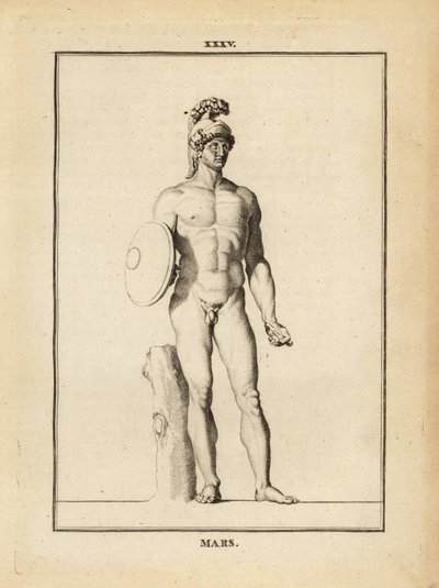 Estátua de Marte, deus romano da guerra, com capacete e escudo. de Unbekannt