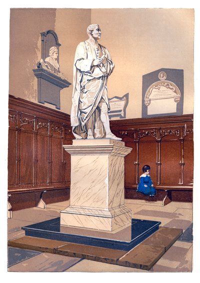 Estátua de Sir Isaac Newton na capela do Trinity College, Cambridge, c1850 de Unbekannt