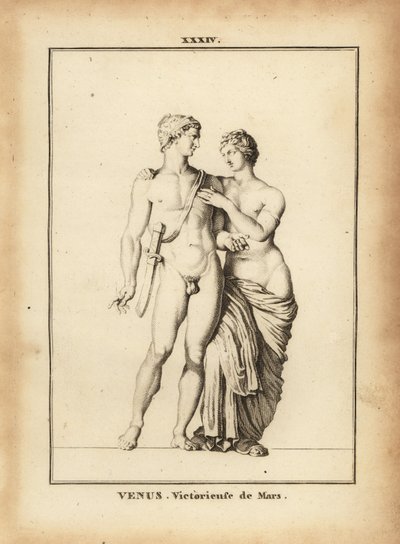 Estátua de Vênus Victrix com Marte, deuses romanos do amor e da guerra de Unbekannt