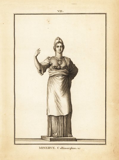 Estátua da deusa romana da sabedoria Minerva Callimorphos, com capacete de Unbekannt