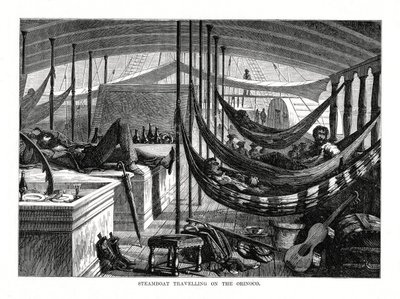 Barco a vapor viajando no Orinoco, América do Sul, 1877 de Unbekannt