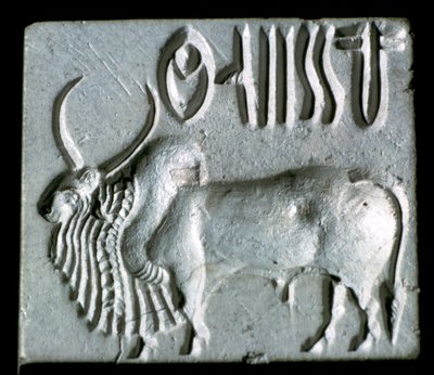 Selo esteatita com touro corcunda, Vale do Indo, Mohenjo-Daro, 2500 - 2000 aC de Unbekannt
