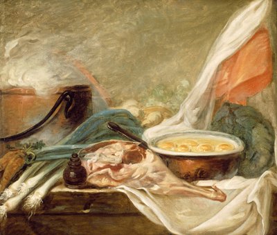 Natureza morta com ovos e uma perna de carneiro, 178090. de Unbekannt