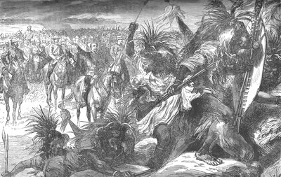 Invasão da fortaleza de Sekukunis: Sir Garnet Wolseley aplaudindo os Swazies, c1880 de Unbekannt