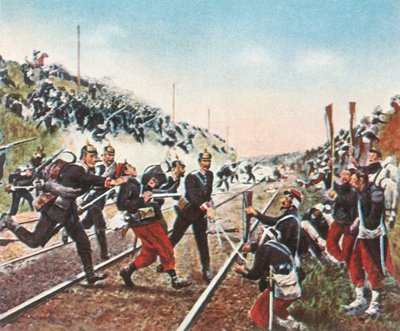 Tomada do aterro ferroviário em Nuits pelos Badeners, em 18 de dezembro de 1870, 1936. de Unbekannt