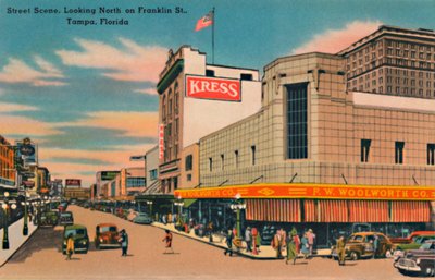 Cena de rua, olhando para o norte na Franklin St., Tampa, Flórida, c1940s de Unbekannt