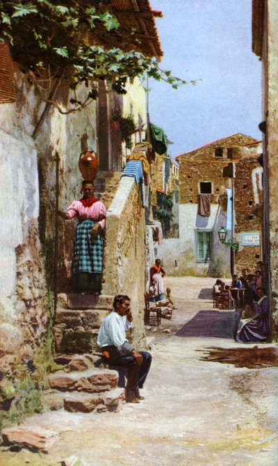 Cena de rua, Taormina, Sicília, Itália, c1923 de Unbekannt