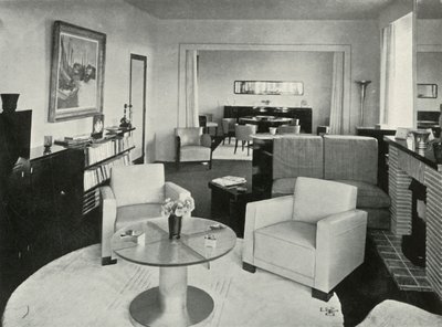 Estúdio e sala de jantar em casa em Bruxelas, 1937. de Unbekannt