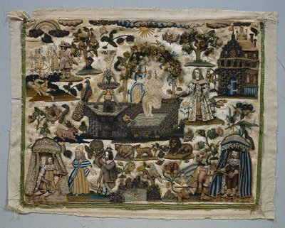 Painel Stumpwork: História de David e Bathsheba, 1658. de Unbekannt