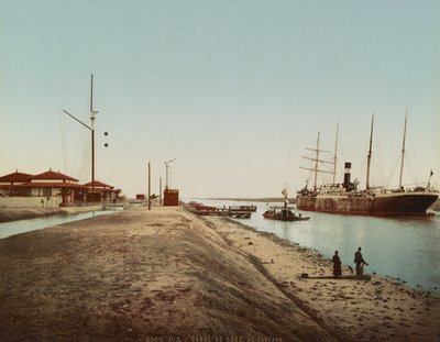 Canal de Suez em El Qantara, c.1900 (fotocromo a cores) de Unbekannt