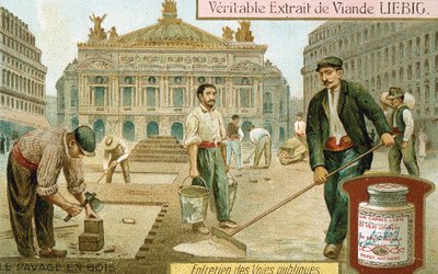Superfície de uma rua de Paris com blocos de madeira, c1900 de Unbekannt