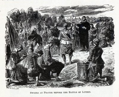 Suecos em oração antes da batalha de Lützen, 1882 de Unbekannt