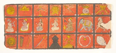 Símbolos do Chakravartin ... um manuscrito Digambara, possivelmente o Shalibhadra, final do século XVII. de Unbekannt
