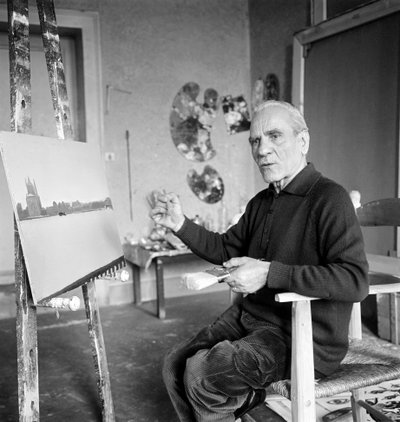 O PINTOR VIRGILIO GUIDI EM SEU ESTÚDIO - VENEZA - 1970 de Unbekannt