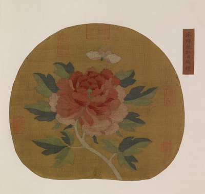 Tapeçaria: uma peônia e borboleta, possivelmente dinastia Ming, 1368-1644. de Unbekannt