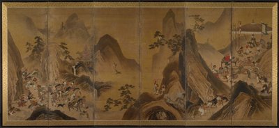 Tártaros caçando em uma paisagem de montanha, primeira metade dos anos 1600. de Unbekannt