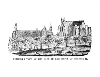 Tempestades Vista do parque no reinado de Carlos II, c1870 de Unbekannt