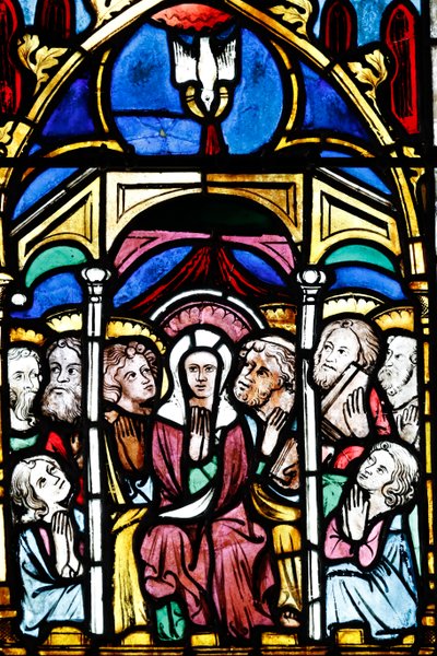 Templo Saint-ƒtienne Igreja Calvinista, Janela de vidro manchado, A Assunção de Maria ao Céu, Estrasburgo, França. de Unbekannt