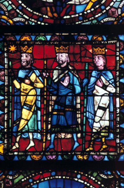 A adoração dos Reis Magos, vitral, Catedral de Chartres França, 1145-1155 de Unbekannt