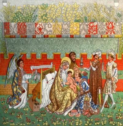 A Adoração dos Reis Magos, a tapeçaria de Berna, século XIV, 1870 de Unbekannt