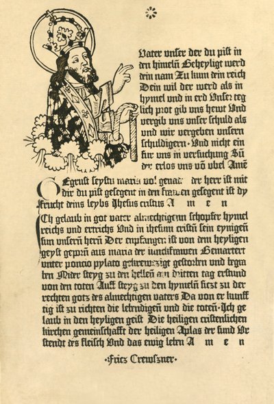 O Todo-Poderoso, com o Pai Nosso, Ave Maria e Credo em alemão, 1915. de Unbekannt