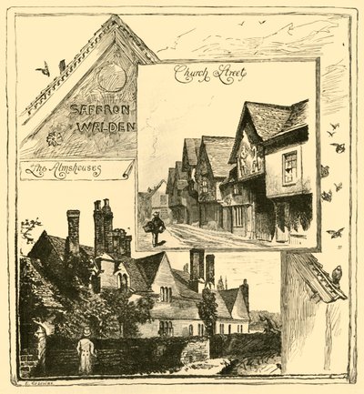 As Esmolas, Audley End e Church Street, Saffron Walden, 1898. de Unbekannt