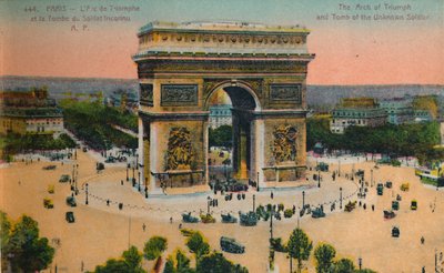 O Arco do Triunfo e o Túmulo do Soldado Desconhecido, Paris, c1920 de Unbekannt