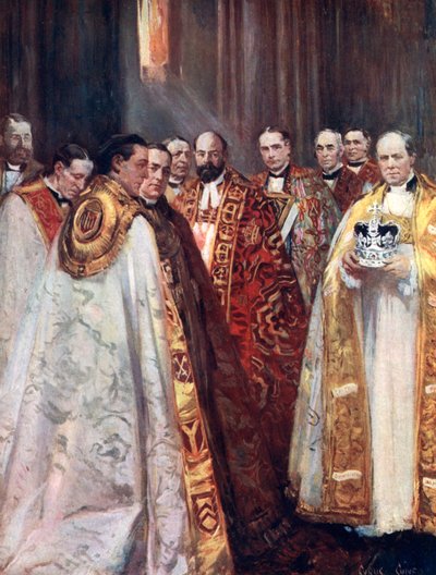 O arcebispo de Canterbury e York, e outros prelados, a coroação de Unbekannt
