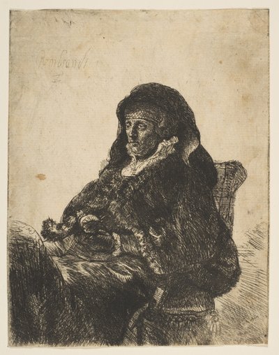 A Mãe dos Artistas Sentada à Mesa, Olhando à Esquerda: Três Quartos, depois de 1631. de Unbekannt