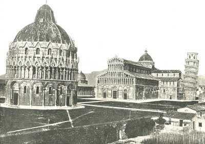 O Batistério, a Catedral e a Torre Inclinada, Pisa, Itália, 1895. de Unbekannt