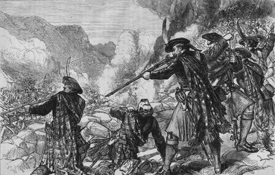 A Batalha de Glenshiel, 10 de junho de 1719, c1880 de Unbekannt
