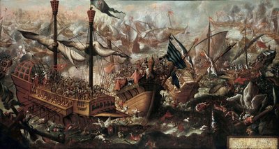 A Batalha de Lepanto, século XVII de Unbekannt