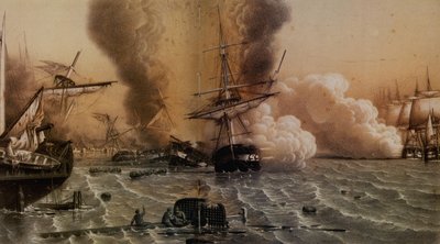 A Batalha de Sinop em 30 de novembro de 1853, meados do século XIX. de Unbekannt