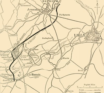 O campo de batalha de Neuve Chapelle, Primeira Guerra Mundial, 1915, c1920. de Unbekannt