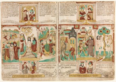 A Bíblia dos pobres Biblia Pauperum, exército dos faraós afogado no Mar Vermelho ..., 1450-1465. de Unbekannt