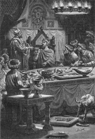 O bispo de Laon jurando lealdade a Carlos, duque de Lorena, século 10 1909 de Unbekannt