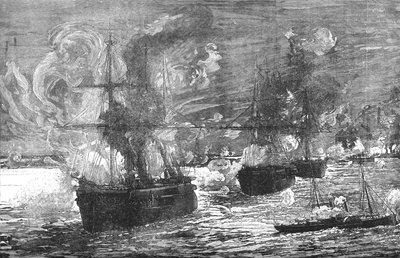 O bombardeio de Alexandria, 1882, c1882-85 de Unbekannt