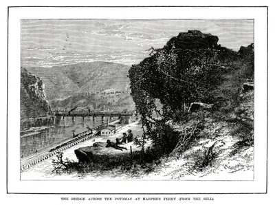 A ponte sobre o Potomac em Harpers Ferry, West Virginia, EUA, 1877 de Unbekannt