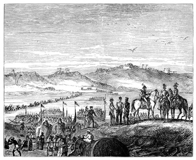 O exército britânico atravessando o rio Sutlej, Índia, século XIX, 1900 de Unbekannt