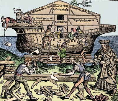 O edifício da arca supervisionado por Noé, 1493, 1903 de Unbekannt