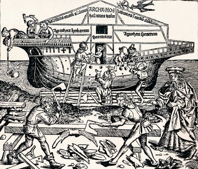 O edifício da arca supervisionado por Noé, 1493, 1903 de Unbekannt