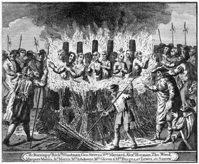 A queima de Richard Woodman e outros nove mártires protestantes, em Lewes, Sussex de Unbekannt