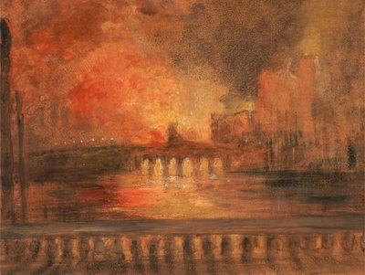 O Incêndio das Casas do Parlamento,Incêndio na Câmara dos Comuns, ca. 1834. de Unbekannt