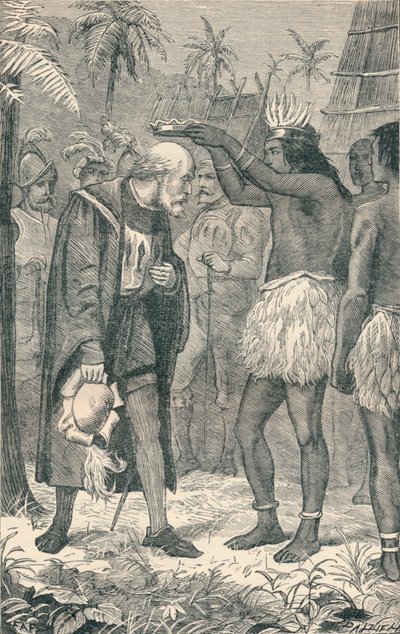 O Cacique Colocando uma Coroa Sobre a Cabeça de Colombo, 1904 de Unbekannt