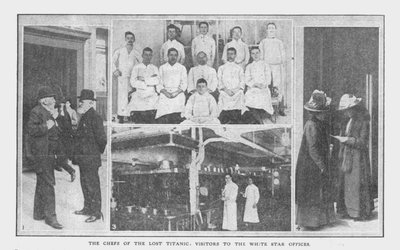Os Chefs do Titanic Perdido e Visitantes dos Escritórios White Star, em 20 de abril de 1912. de Unbekannt