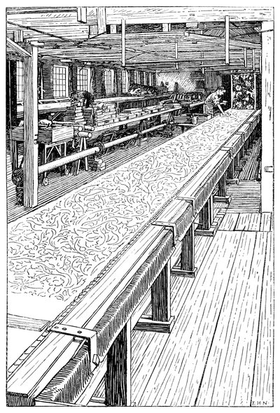 A sala de impressão Chintz, Merton Abbey Mills, Londres, 1899 de Unbekannt