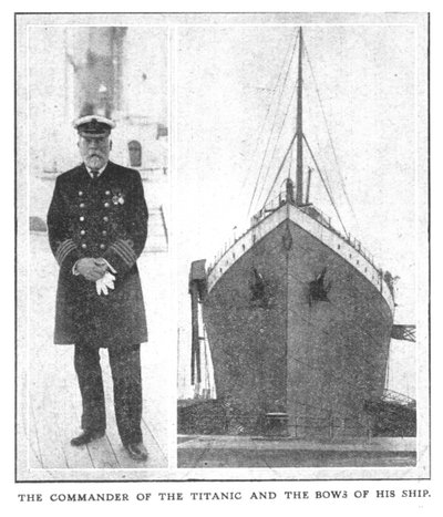 O comandante do Titanic e os arcos de seu navio, 20 de abril de 1912. de Unbekannt