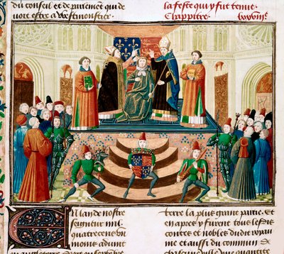 A coroação de Henrique IV da Inglaterra Detalhe de uma miniatura das Grandes Crônicas de França de Jean Froissart, ca 1470 de Unbekannt