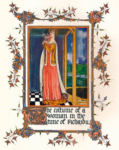O traje de uma mulher na época de Richard II, século c14th, 1904 de Unbekannt